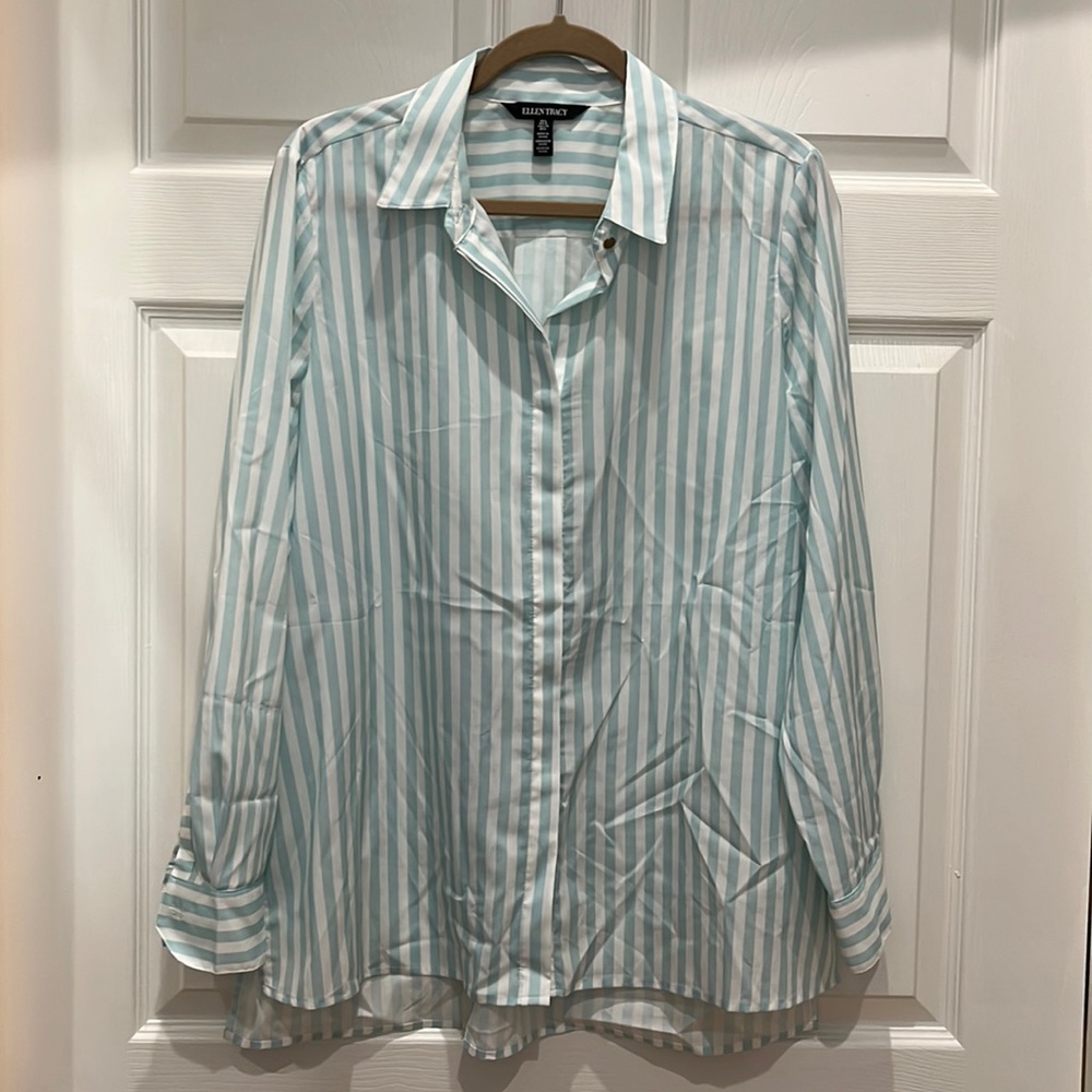 Mint and white blouse